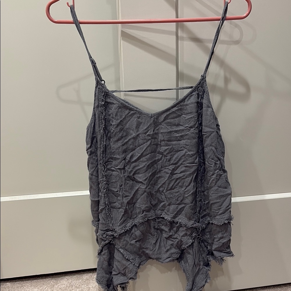 Hollister Gray Asymmetrical Ruched Camisole